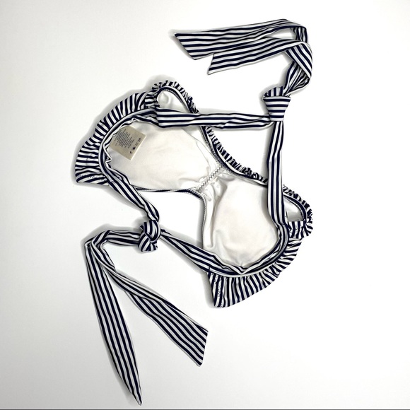 Lands’ End Navy White Striped Ruffled Bikini Set - Picture 5 of 16